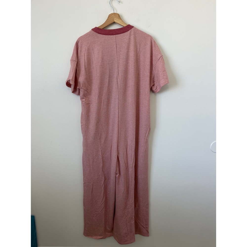 Fisoew Women's Pink Short Sleeve Wide Leg Jumpsuit – Size Large – NWT - Picture 4 of 5